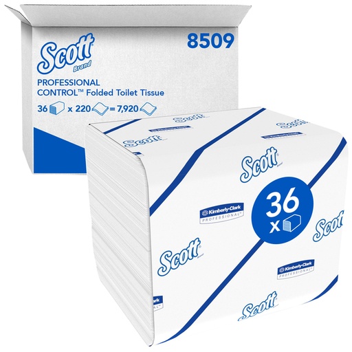 [1422826] Papier toilette plié Scott Control 8509 2 épaisseurs 36x200 feuilles blanc