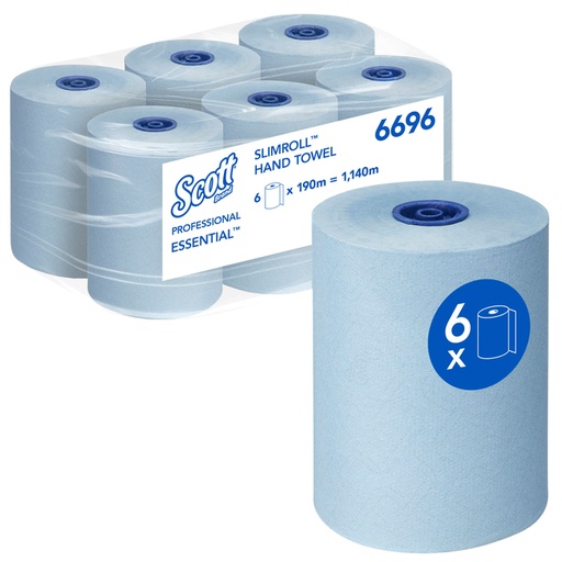 [1422829] Handdoekrol Scott Essential Slimroll 1-laags 190m blauw 6696