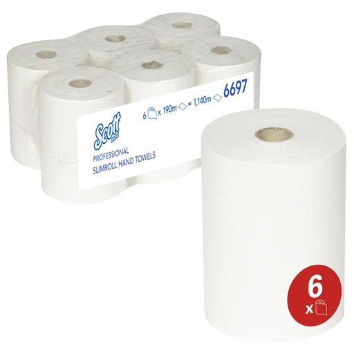 [1422831] Handdoekrol Scott Slimroll 1-laags 190m wit 6697