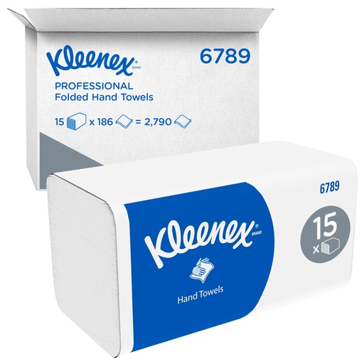 [1422833] Essuie-mains Kleenex 6789 pli-i 2 ép 21x21,5cm blanc 15x 186 pièces