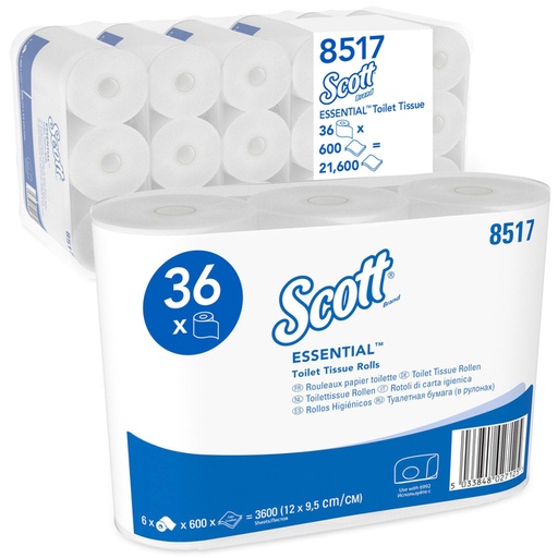 [1422848] Toiletpapier Scott Essential 2-laags 600vel wit 8517