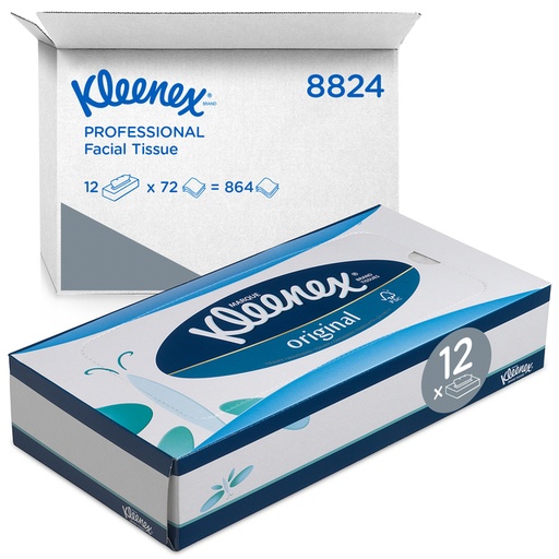 [1422855] Mouchoir Kleenex 8824 standard 3 épaisseurs blanc 12x 72 pièces