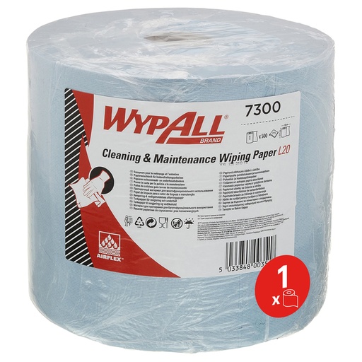 [1422858] Papier d'essuyage WypAll L20 7300 2 épaisseurs 500 feuilles bleu