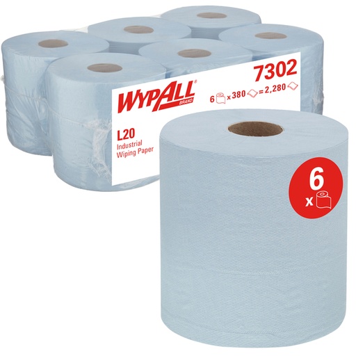 [1422924] Papier d'essuyage WypAll L20 7302 2 épaisseurs 336 feuilles bleu