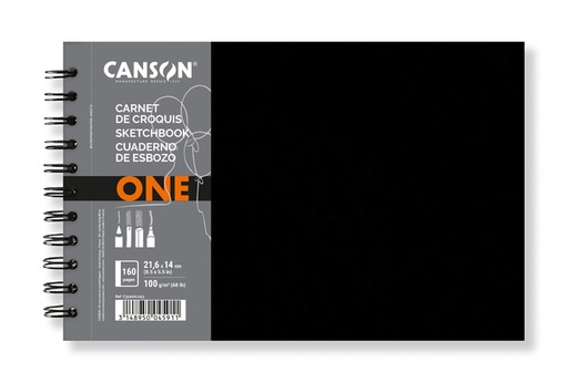 [1422742] Schetsboek Canson Art Book One spiraalgebonden 160vel 100gr 216x140mm wit