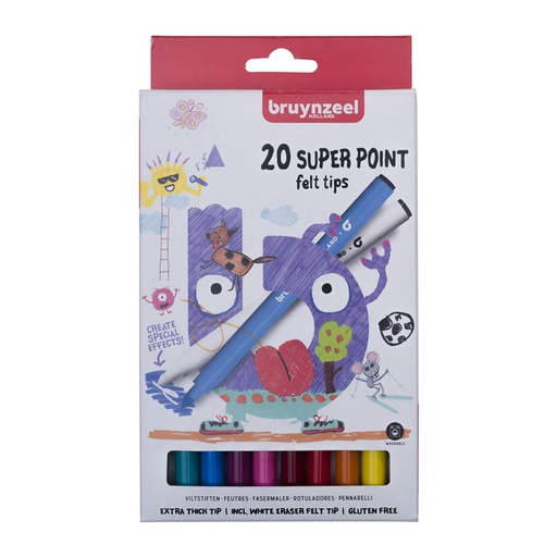 [1422910] Feutre Bruynzeel Kids uper Point set 20 couleurs