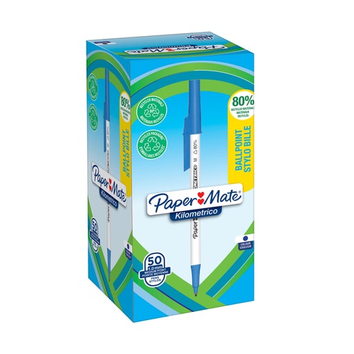 [1420354] Balpen Paper Mate Kilometrico Recycled medium blauw