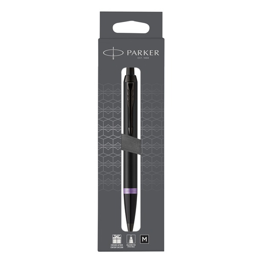 [1423088] Balpen Parker IM black purple vibrant ring medium blister à 1 stuk
