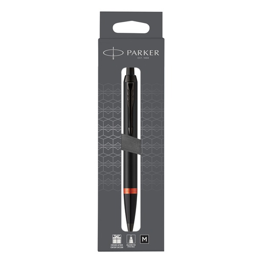 [1423090] Balpen Parker IM black orange vibrant ring medium blister à 1 stuk