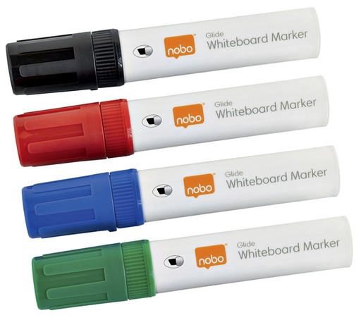 [1422790] Viltstift Nobo whiteboard Glide schuin assorti 10mm 4stuks