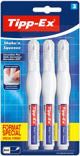 [1422613] Stylo correcteur Tipp-ex Shake 'n squeeze 8ml blister 3 pièces