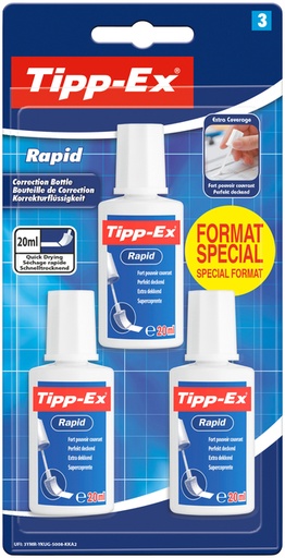 [1422614] Correcteur liquide Tipp-Ex Rapid 20ml blister 3 pièces