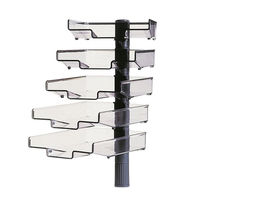 [1423144] Corbeilles à courrier Hanza 5 corbeilles colonne pivotante 360 degrés noir