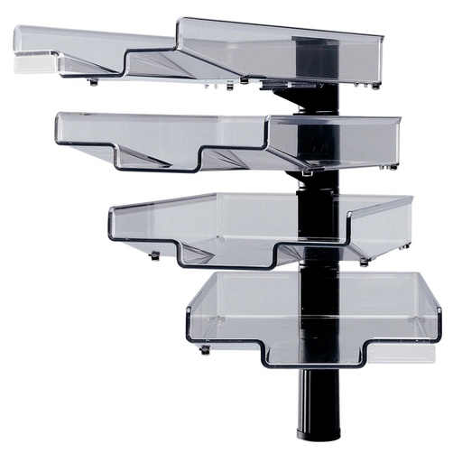 [1423147] Corbeilles à courrier Hanza 4 corbeilles colonne pivotante 360 degrés noir