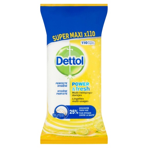 [1423180] Lingettes nettoyantes Dettol Power Fresh Citrus 110 pièces