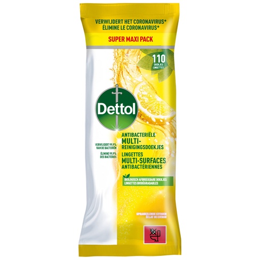 [1423180] Lingettes nettoyantes Dettol Power Fresh Citrus 110 pièces