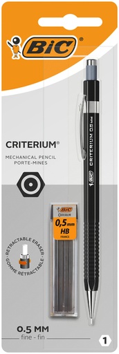 [1423271] Portemine BIC Criterium HB 0,5mm inclus 12 mines noir blister 1 pièce
