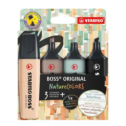 [1424465] Markeerstift STABILO Boss 70/4 nature colors etui à 4 stuks