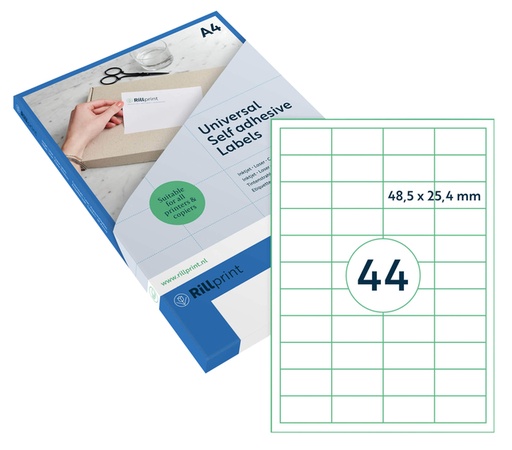 [1424689] Etiket Rillprint 48.5x25.4mm mat transparant 1100 stuks