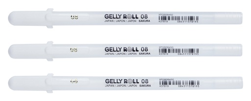 [782183] Feutre gel Sakura Gelly Roll Classic 08 set 3 pièces blanc