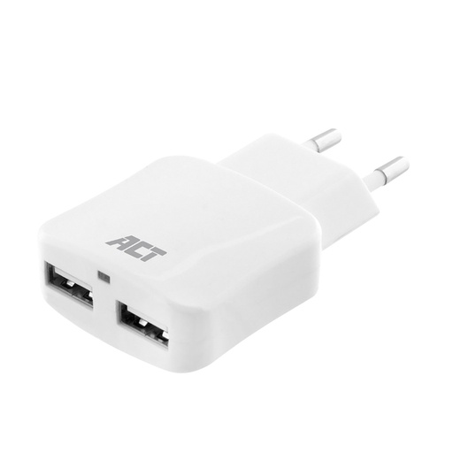 [1423427] Chargeur ACT USB 2 ports 2.1A 12W blanc