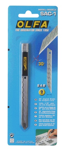 [1429993] Snijmes Olfa SAC-1 9mm met metalen houder blister à 1 stuk