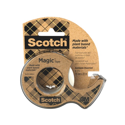 [1422490] Plakband Scotch Magic 919 19mmx20m transparant + gerecyclede afroller