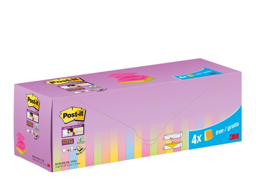 [1422493] Bloc mémos 3M Post-it Z-Notes R330 Super Sticky 76x76mm 20+4 gratuits