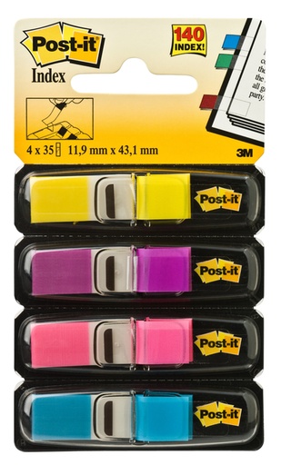 [1422509] Indextabs 3M Post-it 683 11.9x43.2mm 4 kleuren 140 stuks