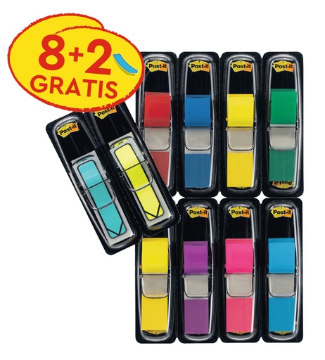 [1422510] Marque-pages Post-it 683 11,9x43,2mm 8 couleurs assorti + 2x paquets 24 flèches gratuits