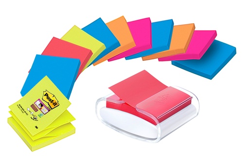 [1422511] Distributeur bloc-mémos 3M pour Post-it Z-Note 76x76mm transparent + 12 blocs Z-notes