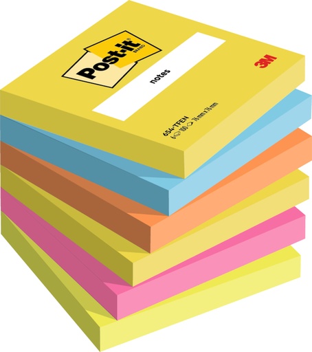 [1422513] Bloc mémos 3M Post-it 654 76x76mm Energetic Colours 6 pièces