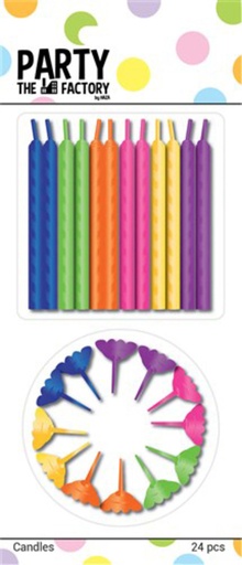 [780316] Bougies anniversaire couleur assorti 24 pièces