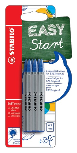 [790007] Rollerpenvulling STABILO Easyoriginal fijn blauw blister à 6 stuks