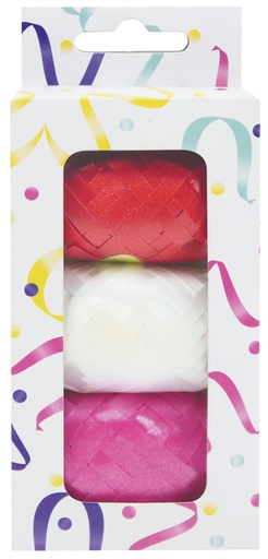[1400874] Lint set à 3 kleuren rood, wit en roze