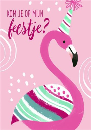 [1404499] Wenskaart Hallmark uitnodiging flamingo pak à 5 stuks