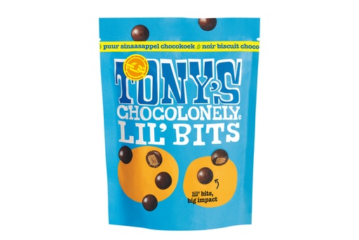 [1423578] Chocolat Tony''s Chocolonely Lil''Bits Biscuit choco noir orange 120g