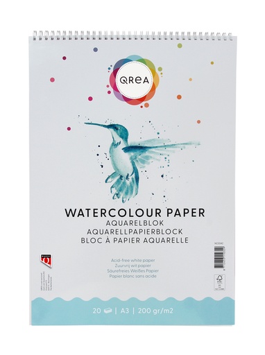 [1423042] Aquarelblok Qrea A3 20 vel 200gr spiraal