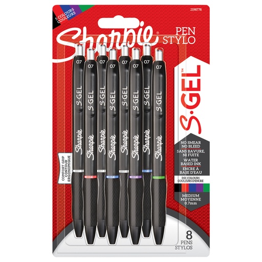 [1429811] Stylo gel Sharpie S-Gel Medium assorti blister 8 pièces