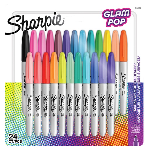 [1429812] Feutre Sharpie Glampop Fin assorti blister 24 pièces