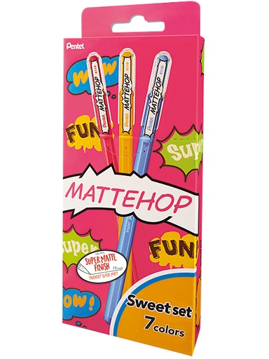 [1429675] Roller gel Pentel Mattehop K110 Fun Sweet Medium assorti blister 7 pièces