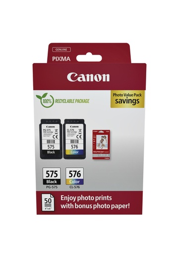 [1429862] Cartouche d'encre Canon PG-575 + CL-576 noir+couleur+papier