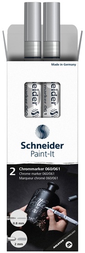 [1430337] Viltstift  Schneider Paint-it 060 - 061 2.0mm en 0.8mm metallic chrome set à 2 stuks