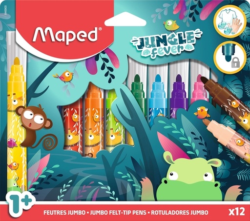 [1430644] Feutre Maped Jungle Fever Jumbo set 12 couleurs