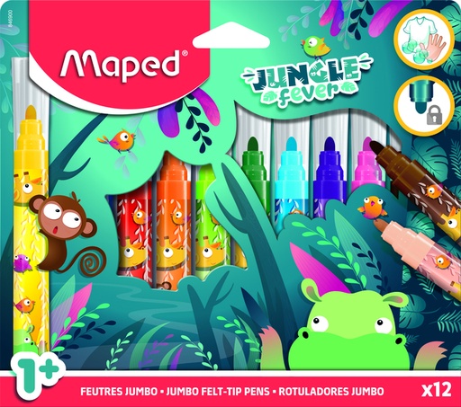 [1430644] Viltstift Maped Jungle Fever Jumbo set à 12 kleuren