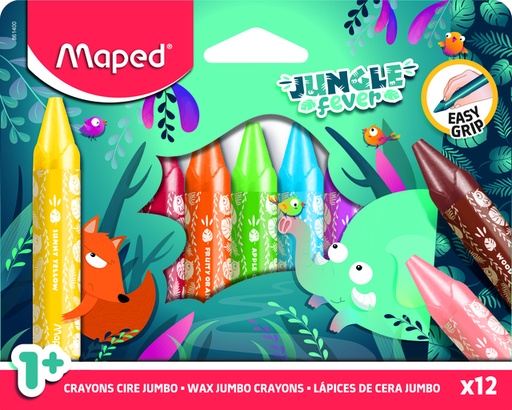 [1430647] Crayon à la cire Maped Jungle Fever Jumbo set 12 couleurs