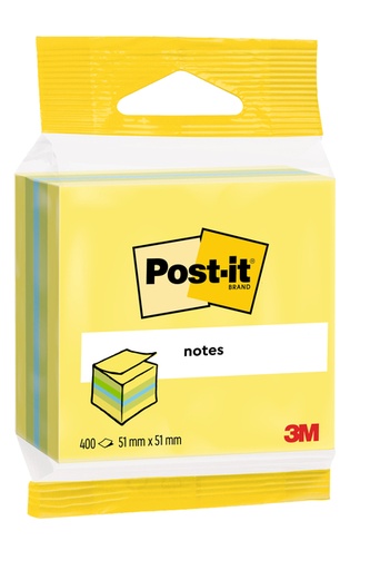 [1430791] Bloc-mémos 3M Post-it 2012L 51x51mm cube assorti 400 feuilles