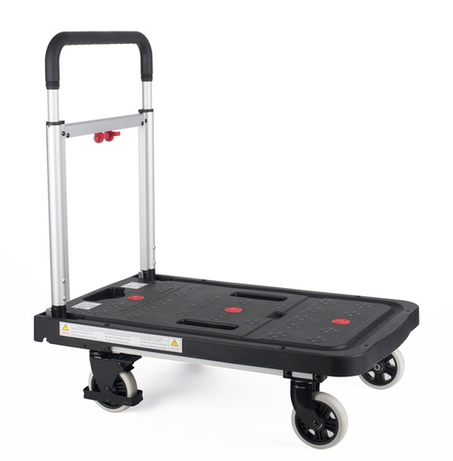 [1431157] Chariot de manutention Pavo Platform Trolley pliable 137kg noir