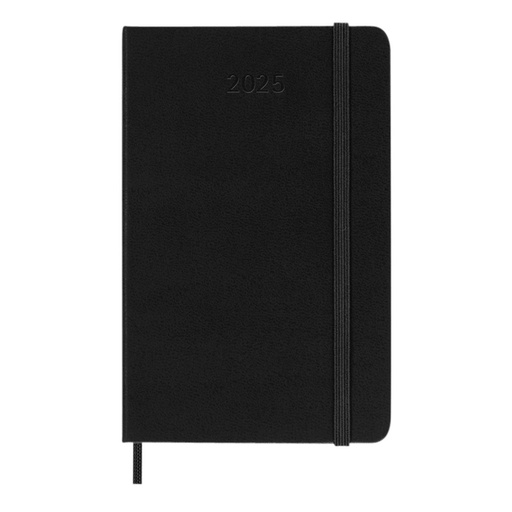 [1430288] Agenda 2025 Moleskine 12 mois Planner Weekly 7j/1p pocket rigide noir