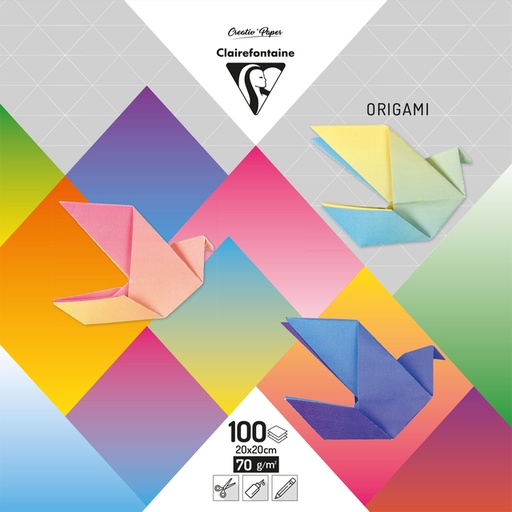 [1430829] Origami Clairefontaine Gradient 20x20cm set à 100 vel 80gram assorti